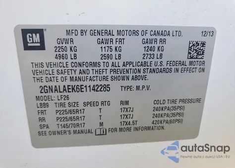2014 Chevrolet Equinox Ls z USA, uszkodzony, nr VIN 2GNALAEK6E1142285